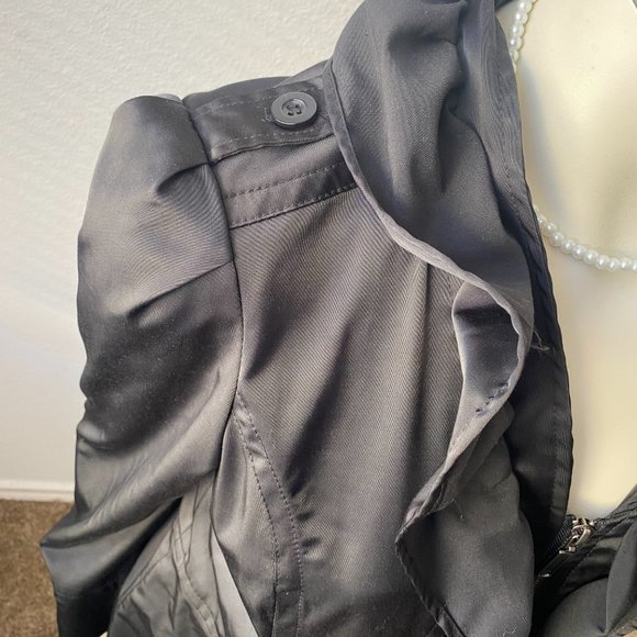Ruby Cho Ruffle Jacket Black Front Zip Long Sleeve Size L - Picture 5 of 12